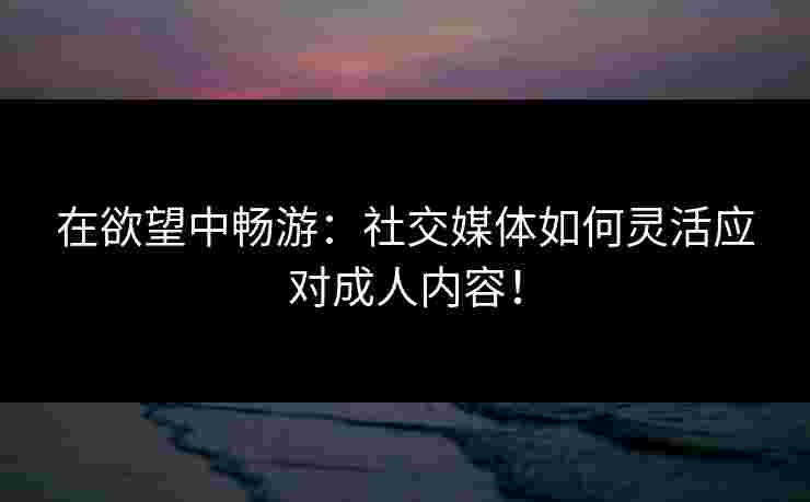 在欲望中畅游:社交媒体如何灵活应对成人内容!