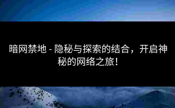 暗网禁地 - 隐秘与探索的结合，开启神秘的网络之旅！